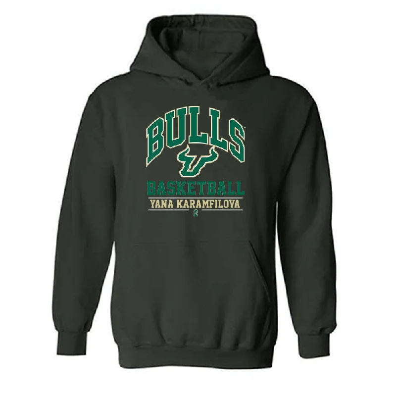 USF - NCAA Women's Basketball : Yana Karamfilova - Classic Fashion Shersey Hooded Sweatshirt Hoodie with Side Slits Relaxed Casual USF - NCAA Women's Basketball : Yana Karamfilova - Classic Fashion Shersey Hooded Sweatshirt Hoodie with Side Slits Relaxed Casual