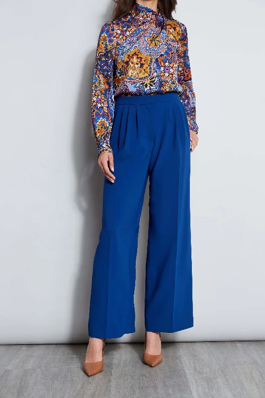 Pleated Wide Leg Pant Stylish Casual Pants