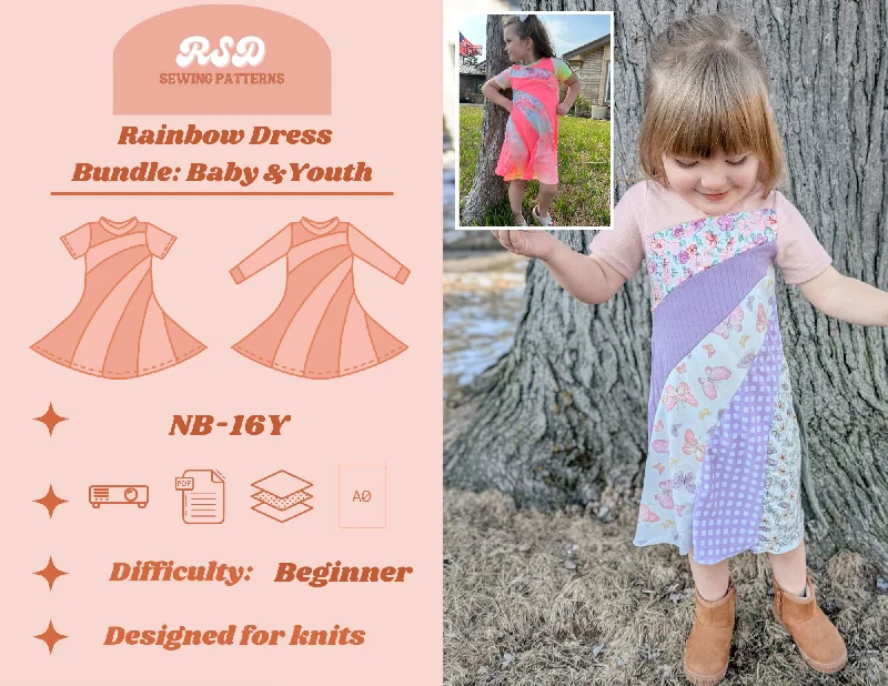 Baby & Youth Rainbow Dress Bundle PDF Tunics Short Trendy