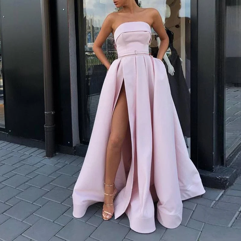 New arrival evening prom party dresses Vestido de Festa gown Robe De Soiree pink satin sexy strapless long gown formal dress Tunics Yoga stretchy New arrival evening prom party dresses Vestido de Festa gown Robe De Soiree pink satin sexy strapless long gown formal dress Tunics Yoga stretchy