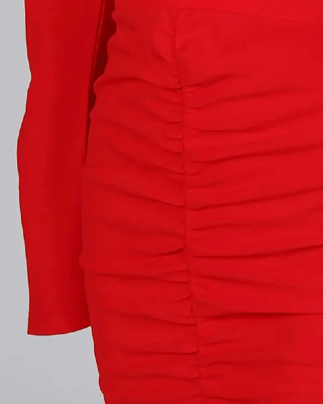 PUFF SLEEVE PLUNGE RUCHED PARTY DRESS Tunics Seasonal trendy