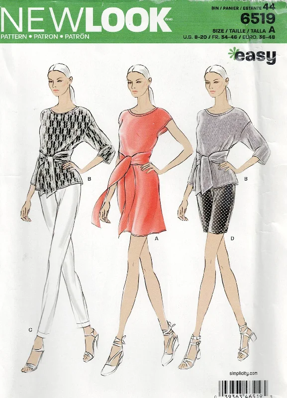 New Look 6519 Womens EASY Tie Front Dress or Top Shorts & Pants Out Of Print Sewing Pattern Size 8 - 20 UNCUT Factory Folded Trendy Wide-Leg Pants New Look 6519 Womens EASY Tie Front Dress or Top Shorts & Pants Out Of Print Sewing Pattern Size 8 - 20 UNCUT Factory Folded Trendy Wide-Leg Pants