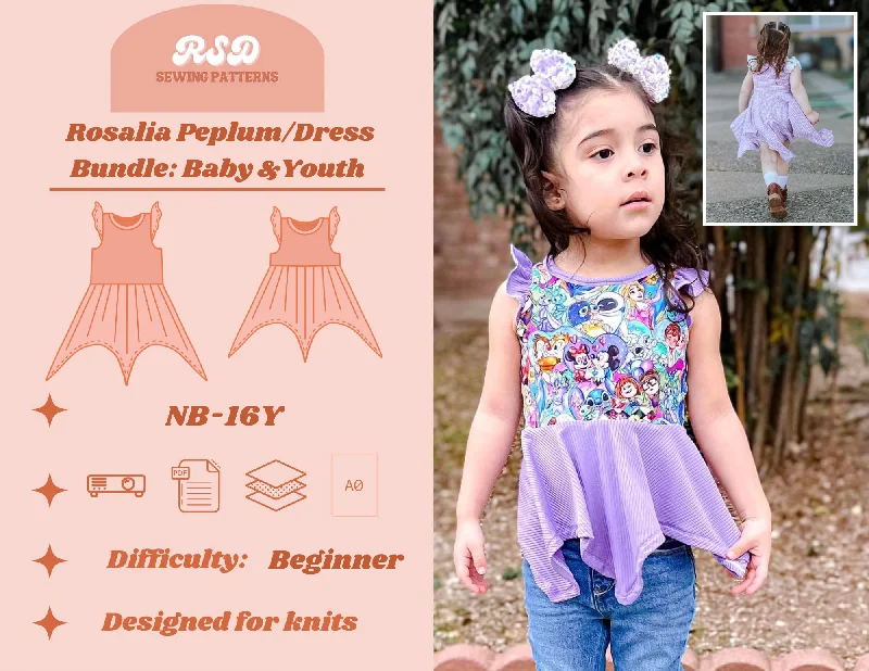 Baby & Youth Rosalia Peplum/Dress Bundle PDF Tunics Trendy modern