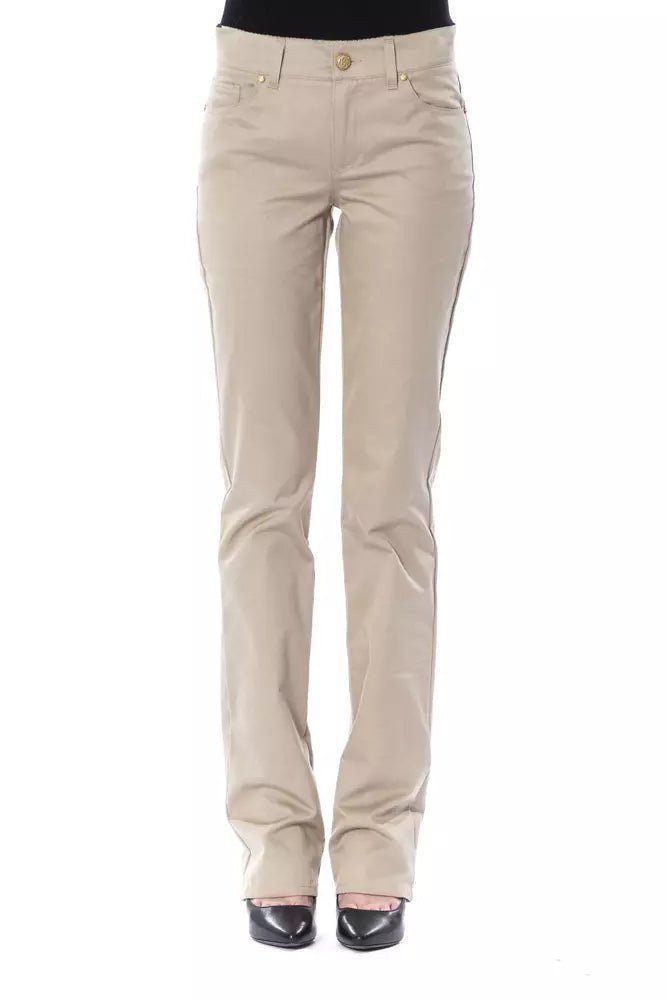 BYBLOS Beige Cotton Women Pant Fashionable Jogger Pants