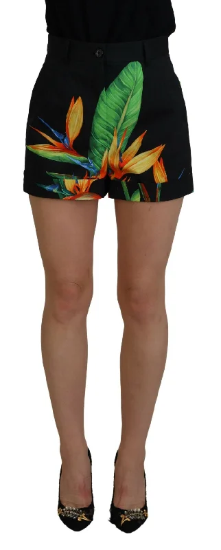 Dolce & Gabbana High Waist Hot Pants Shorts in Black Leaves Print High-Waist Jogger Pants Dolce & Gabbana High Waist Hot Pants Shorts in Black Leaves Print High-Waist Jogger Pants