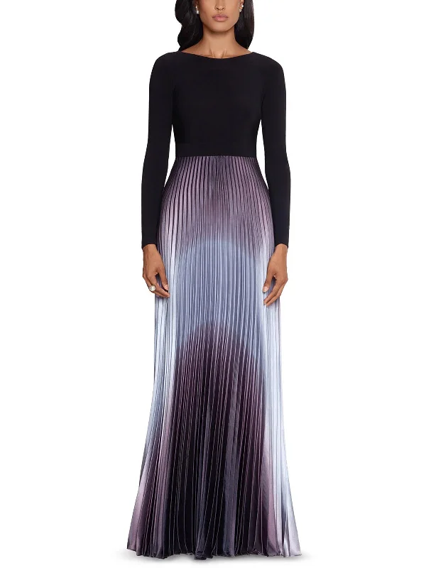 Petites Womens Ombre Pleated Evening Dress Tunics Yoga stretchy