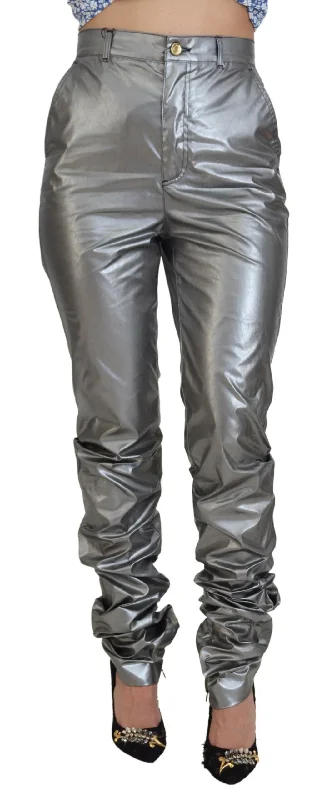 Dolce & Gabbana Elegant High Waist Skinny Pants in Silver Lightweight Jogger Pants
