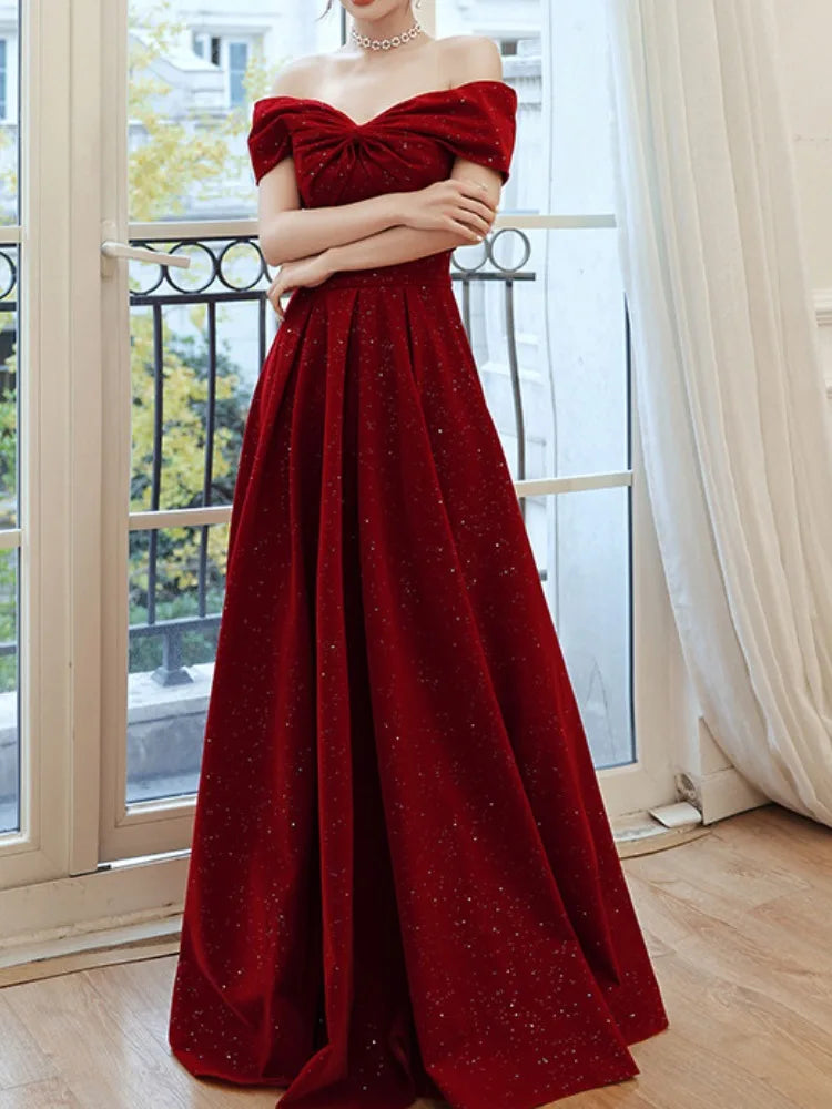 One Shoulder Elegant Design Bow Wedding Party Dresses Gown Solid Drapeds Slim Waist Evening Dress Back Cross Lace Up Prom Robe Tunics Brand named One Shoulder Elegant Design Bow Wedding Party Dresses Gown Solid Drapeds Slim Waist Evening Dress Back Cross Lace Up Prom Robe Tunics Brand named