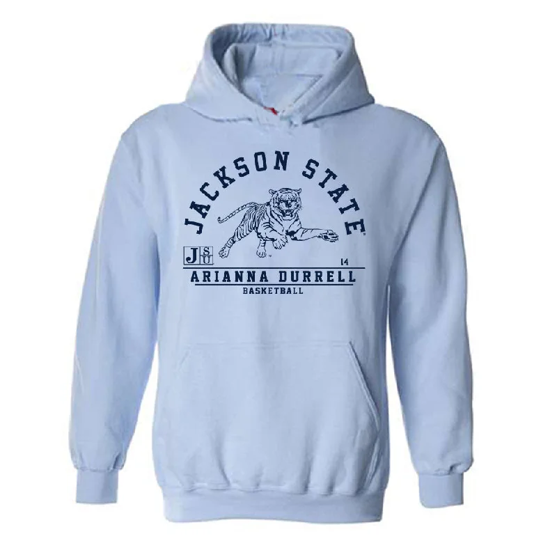Jackson State - NCAA Women's Basketball : Arianna Durrell - Classic Fashion Shersey Hooded Sweatshirt Cotton Hoodie Fleece Lining Warmth Jackson State - NCAA Women's Basketball : Arianna Durrell - Classic Fashion Shersey Hooded Sweatshirt Cotton Hoodie Fleece Lining Warmth