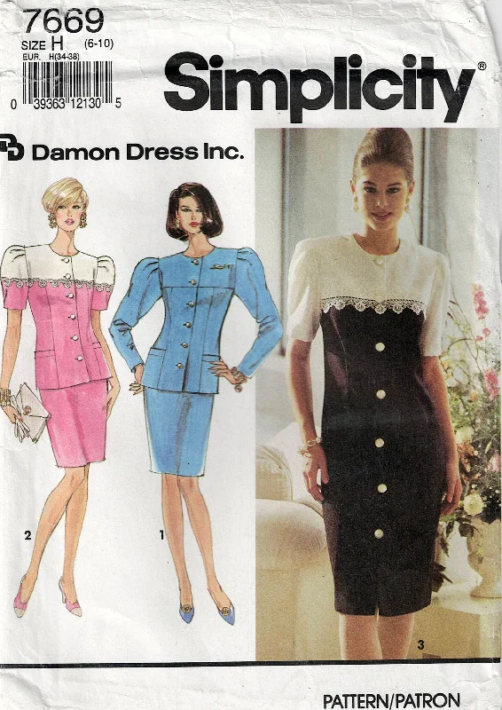 Simplicity 7669 Womens Puff Sleeved Princess Dress Top & Pants 1990s Vintage Sewing Pattern Size 6 - 10 UNCUT Factory Folded Trendy Palazzo Pants Simplicity 7669 Womens Puff Sleeved Princess Dress Top & Pants 1990s Vintage Sewing Pattern Size 6 - 10 UNCUT Factory Folded Trendy Palazzo Pants