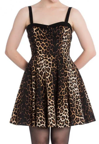 Black & Brown Cheetah Leopard Print Panthera Swing Dress Tunics Short Trendy