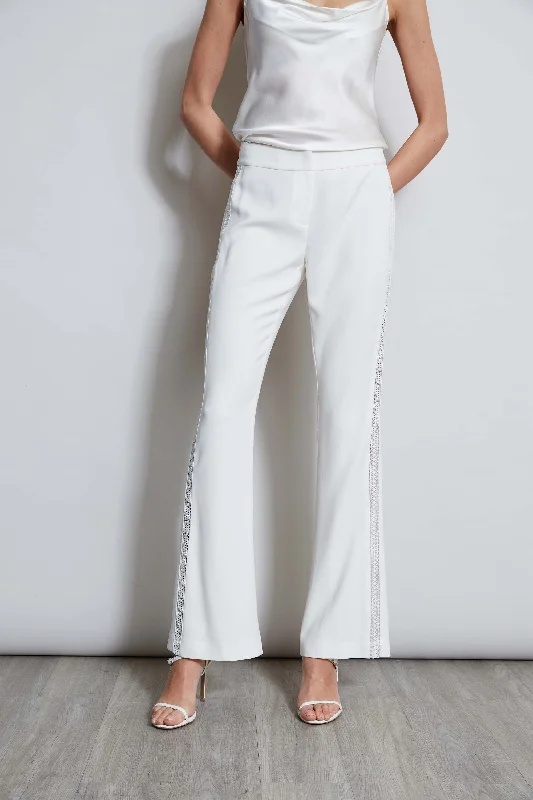 Lace Trim Fit & Flare Pant Slim-Fit Khaki Pants