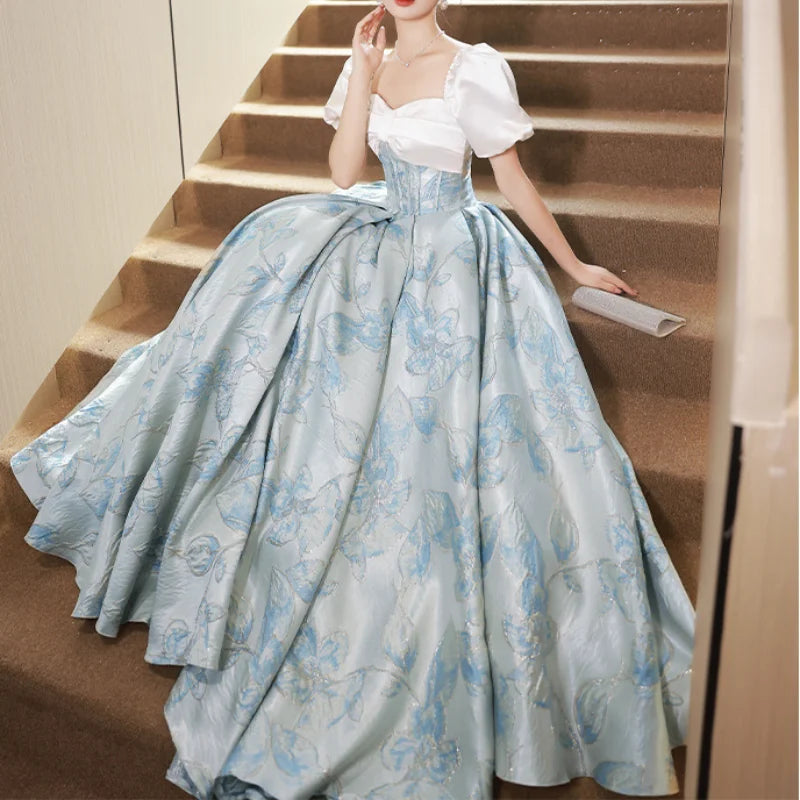 Boat Collar Simple Evening Gown Vestidos Elegantes Square Collar Puff Sleeve Vestidos 2024 New Stain Pleated Wedding Party Dress Off-the-shoulder Bohemian Festive Boat Collar Simple Evening Gown Vestidos Elegantes Square Collar Puff Sleeve Vestidos 2024 New Stain Pleated Wedding Party Dress Off-the-shoulder Bohemian Festive