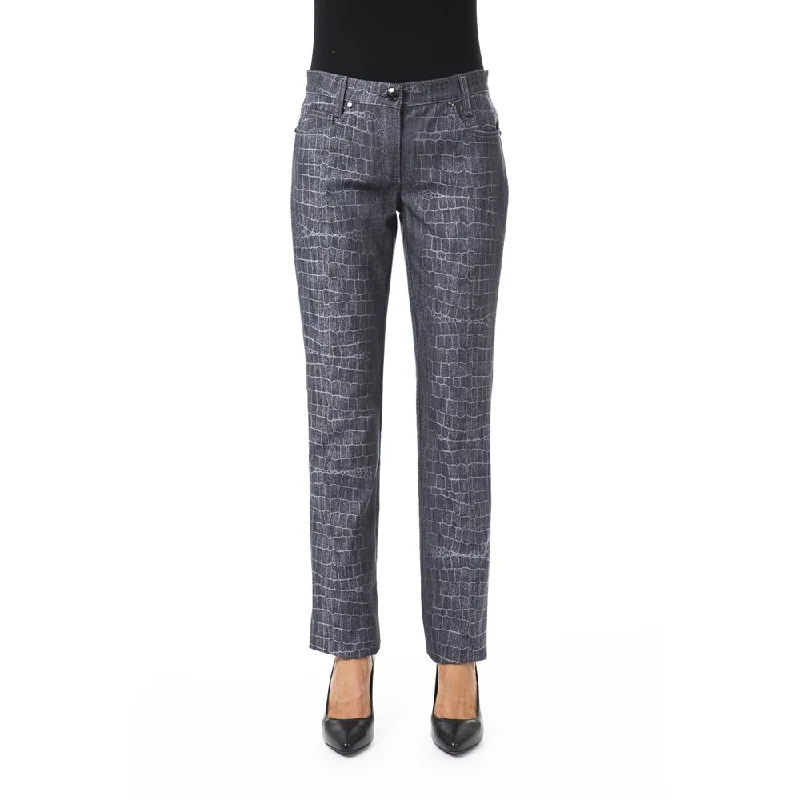 BYBLOS Black Viscose Women Pants Modern Bootcut Pants