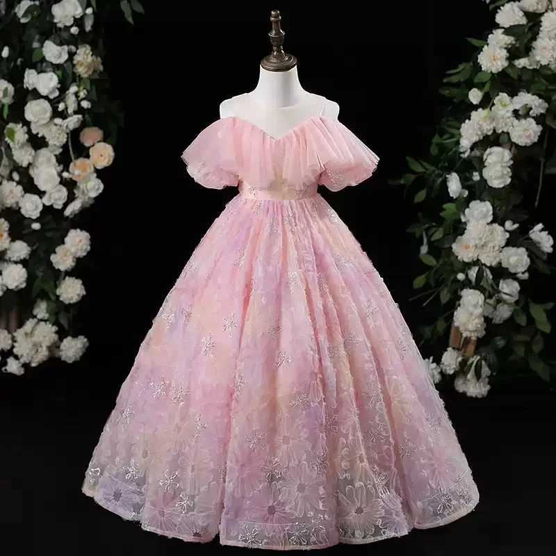 A-Line/Princess Off-the-Shoulder Floor Length Girl Party Dresses with Flowers Tunics Versatile functional A-Line/Princess Off-the-Shoulder Floor Length Girl Party Dresses with Flowers Tunics Versatile functional