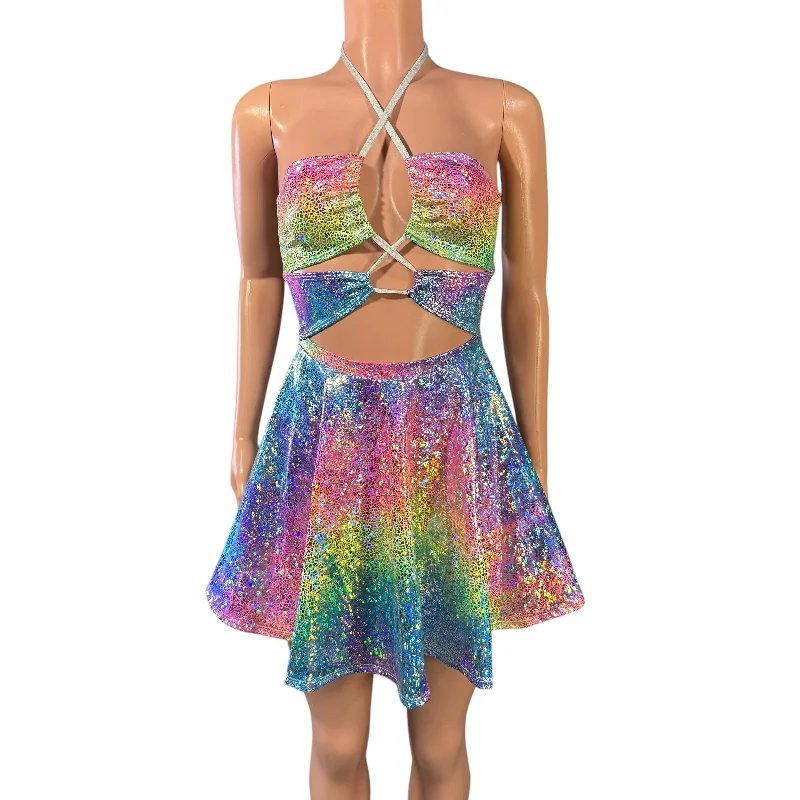 Halter Skater fit n flare X-String Dress in Rainbow Avatar Ombre Tunics Travel practical Halter Skater fit n flare X-String Dress in Rainbow Avatar Ombre Tunics Travel practical