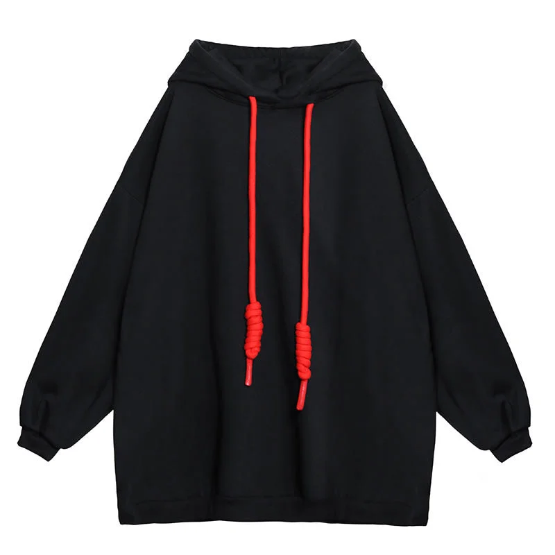 Black Long Sleeves Winter Hoodies for Women Hoodie with Thumb Holes Functional Cozy