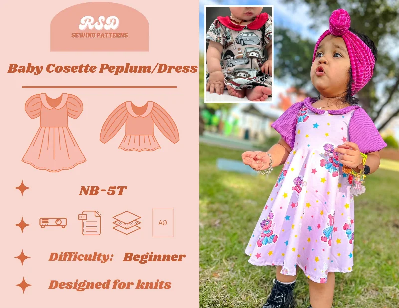 Baby Cosette Peplum/Dress PDF Tunics Gym athletic