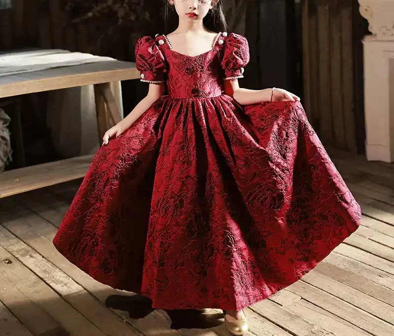Square Neck Short Sleeves Floor Length Girl Party Dress with Beadings Tunics Seasonal trendy Square Neck Short Sleeves Floor Length Girl Party Dress with Beadings Tunics Seasonal trendy
