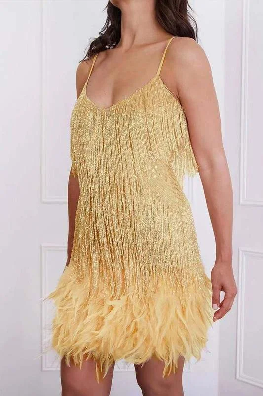 FEATHER FRINGE PARTY DRESS Tunics Handmade artisanal