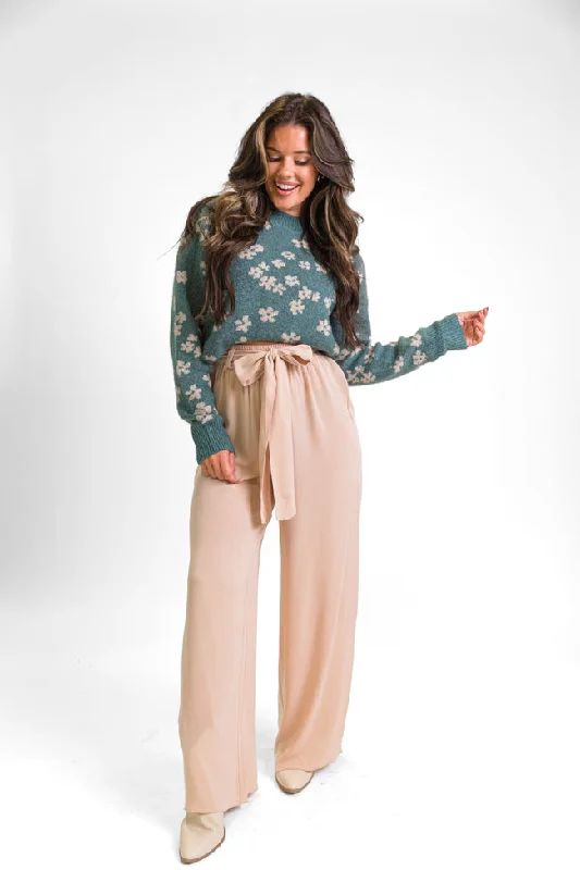 From My Heart Beige Waist Tie Belt Pants FINAL SALE Chic Capri Pants