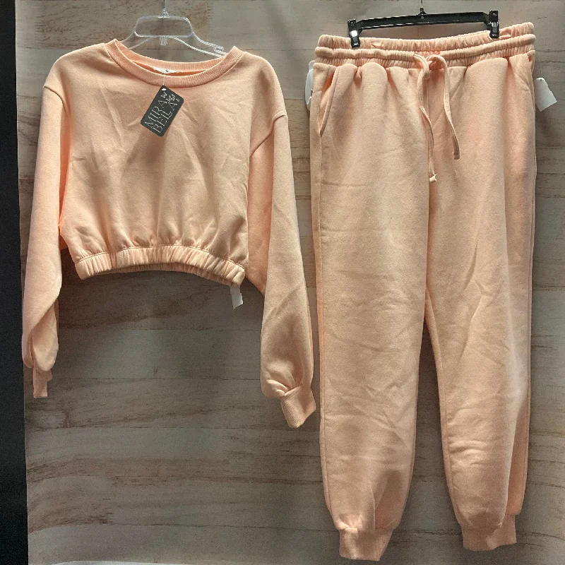 Pants Set 2pc By Zenana Outfitters In Peach, Size: Xl Casual Drawstring Pants