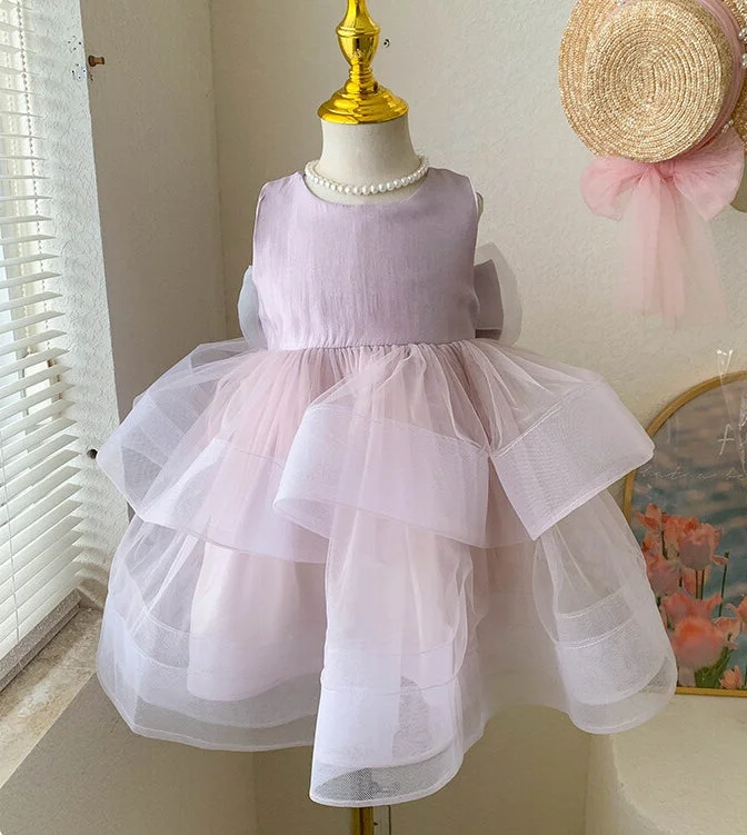 Sleeveless Round Neck Tea Length Princess Baby Girl Party Dress with Bowknot Off-the-shoulder Bohemian Festive Sleeveless Round Neck Tea Length Princess Baby Girl Party Dress with Bowknot Off-the-shoulder Bohemian Festive