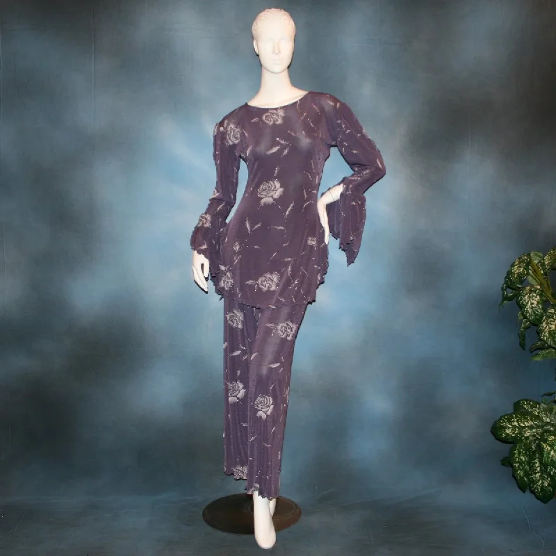 Slinky Pantset-Violet Roses Trendy Velvet Pants