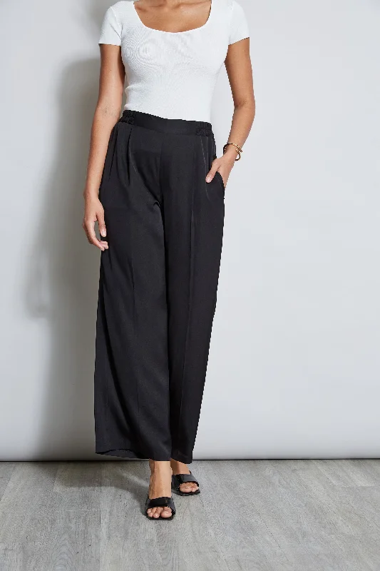 Pleated Silk Pant Trendy Wide-Legged Trousers