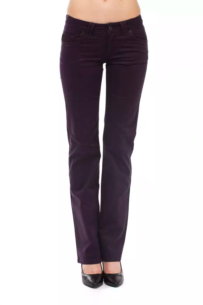 Ungaro Fever Purple Cotton Women Pants Classic Straight-Leg Pants