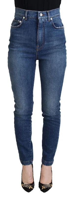 Dolce & Gabbana Elegant Blue Denim Pants - Tailored Fit Relaxed High-Waist Trousers