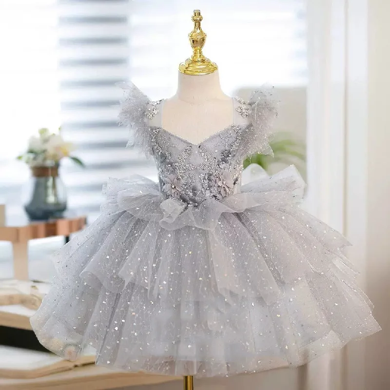 A-Line/Princess Tea-Length Flower Girl Party Dress with Beading Appliques Tunics Chic elegant A-Line/Princess Tea-Length Flower Girl Party Dress with Beading Appliques Tunics Chic elegant