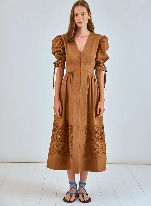 Kirin Dress ~ Mocha Embroidered Eyelet Tunics Stylish modern