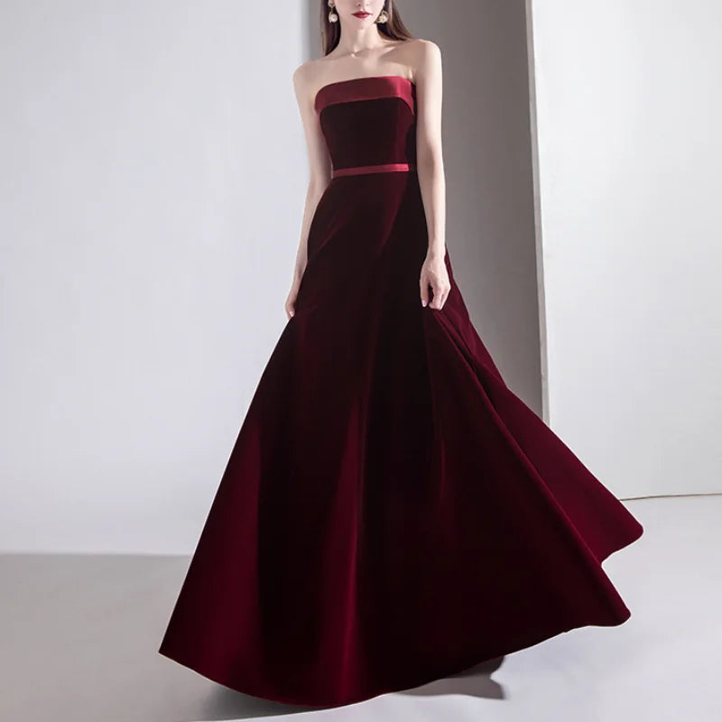 Temperament Elegant Wedding Party Dresses Strapless Robe Slim Waist Evening Dress 2024 New Cross Lace Up Simple Women Vestidos Tunics Sophisticated sleek Temperament Elegant Wedding Party Dresses Strapless Robe Slim Waist Evening Dress 2024 New Cross Lace Up Simple Women Vestidos Tunics Sophisticated sleek