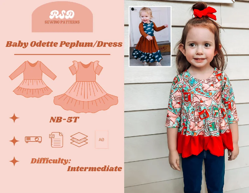 Baby Odette Peplum/Dress PDF Tunics Sophisticated sleek