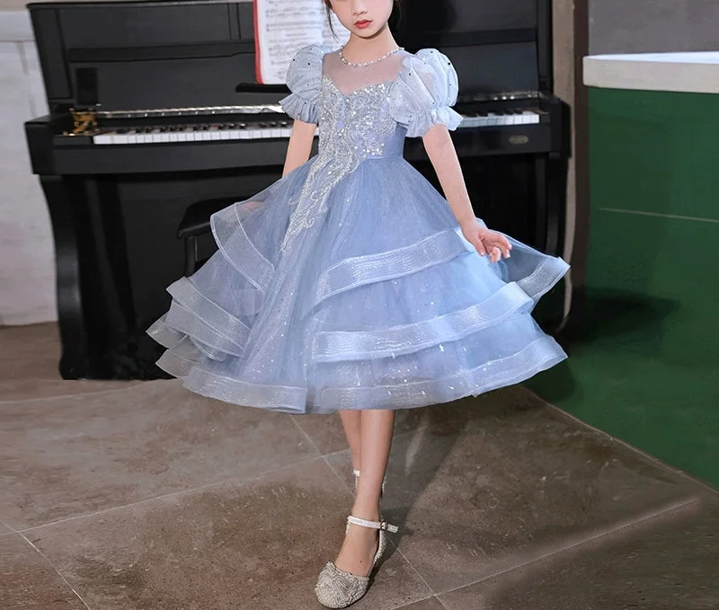 Ball Gown Short Sleeves Knee-Length Girl Party Dress with Rhinestone Appliques Tunics Fall fleece Ball Gown Short Sleeves Knee-Length Girl Party Dress with Rhinestone Appliques Tunics Fall fleece