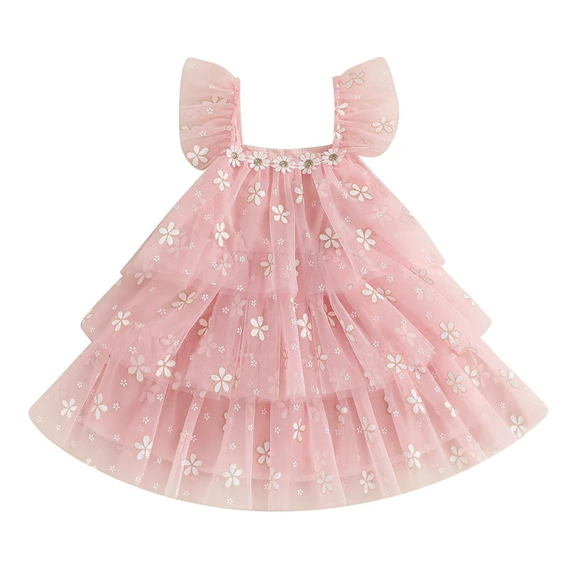 WHITE FLOWERS Layered Tulle Dress Tunics Silk luxurious