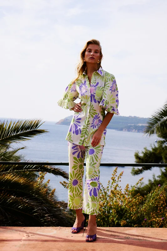 Giuletta Pants | Violet & Green Casual Plaid Pants