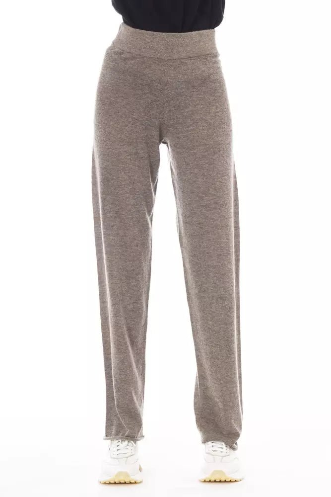 Alpha Studio Brown Wool Women Pants Chic Checkered Pants