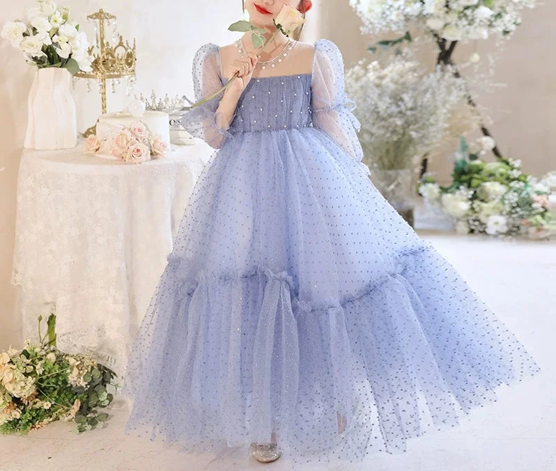 A-Line/Princess Long Sleeves Floor Length Girl Party Dress with Beadings Tunics Essential wardrobe A-Line/Princess Long Sleeves Floor Length Girl Party Dress with Beadings Tunics Essential wardrobe
