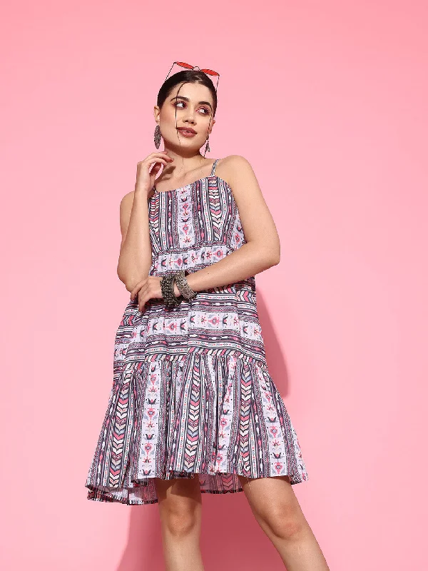 Ethnic Motifs Print A-Line Pure Cotton Ethnic Dress Tunics Gym athletic