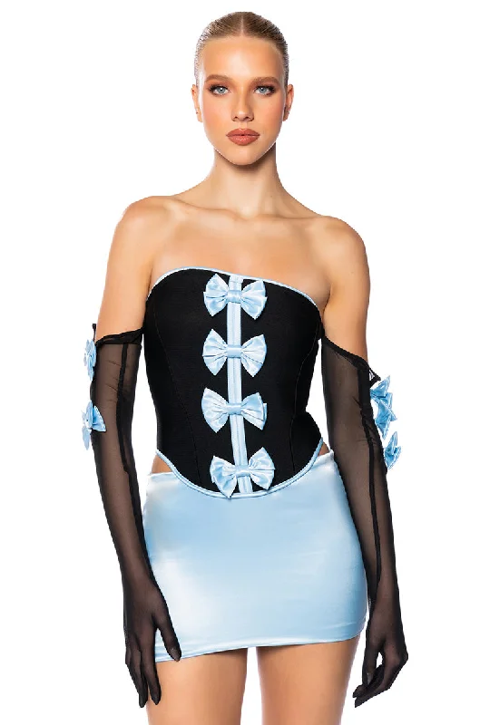 DREA BANDAGE CORSET DETAIL DRESS WITH GLOVES Tunics Long Elegant