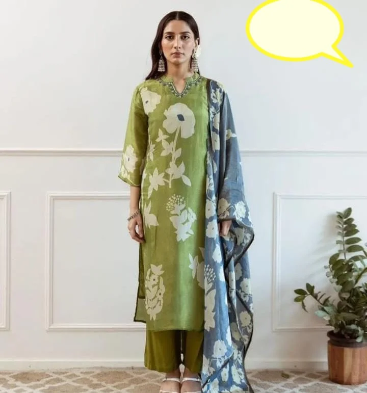 Beautiful pure cotton kurti pant dupatta set💗 Formal Linen Trousers