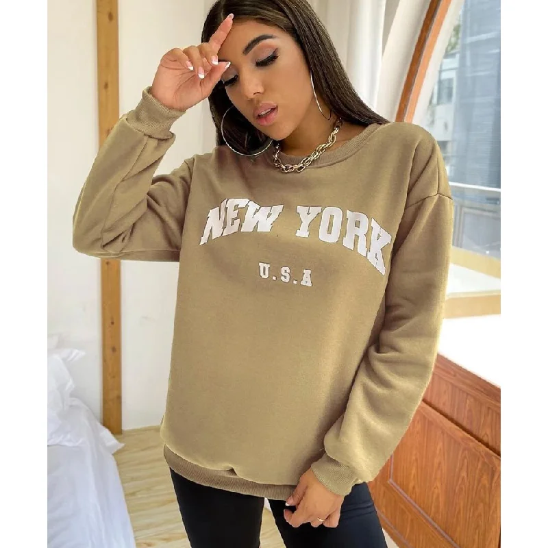 Leisure Women Letter Print Fall Hoodies Hoodie with Color Block Contrast Stylish