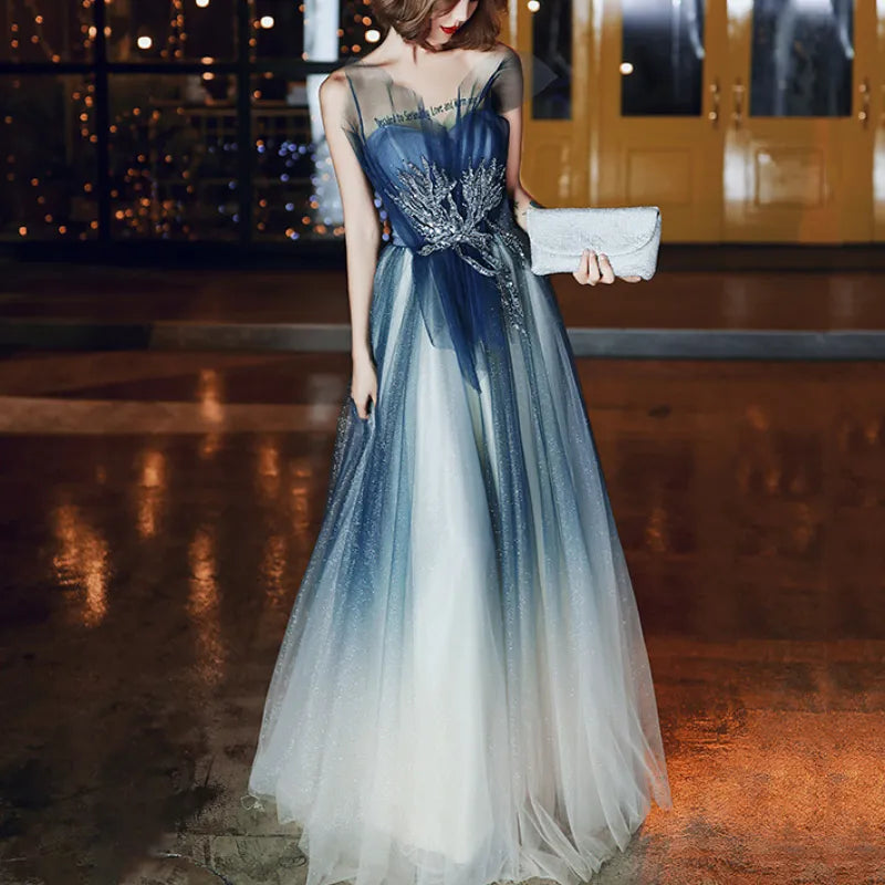 Gradient Evening Dress Women Summer New Appliques Temperament Slim Fairy Strapless Prom Robe Elegant Wedding Party Dresses Tunics Practical durable Gradient Evening Dress Women Summer New Appliques Temperament Slim Fairy Strapless Prom Robe Elegant Wedding Party Dresses Tunics Practical durable