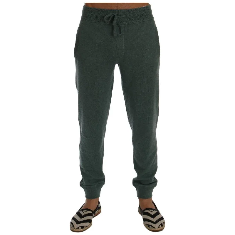 Dolce & Gabbana Elegant Green Cashmere Sport Pants Modern Stretch Trousers