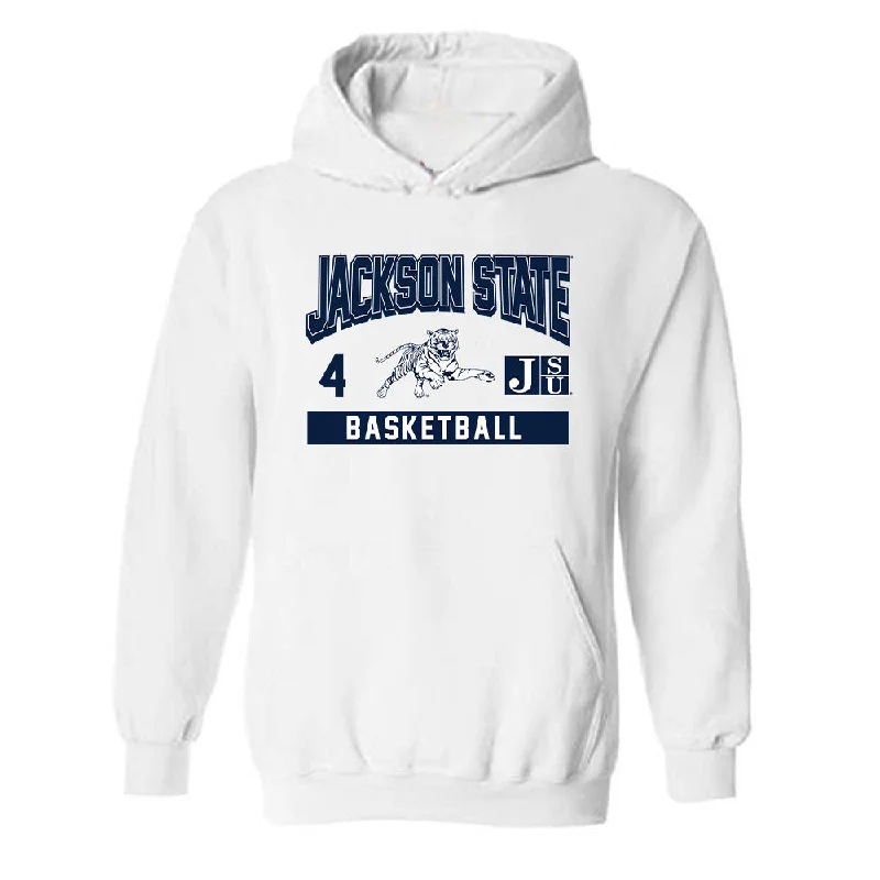 Jackson State - NCAA Women's Basketball : Zaria Glover - Classic Fashion Shersey Hooded Sweatshirt Hoodie with Typography Text Message Jackson State - NCAA Women's Basketball : Zaria Glover - Classic Fashion Shersey Hooded Sweatshirt Hoodie with Typography Text Message