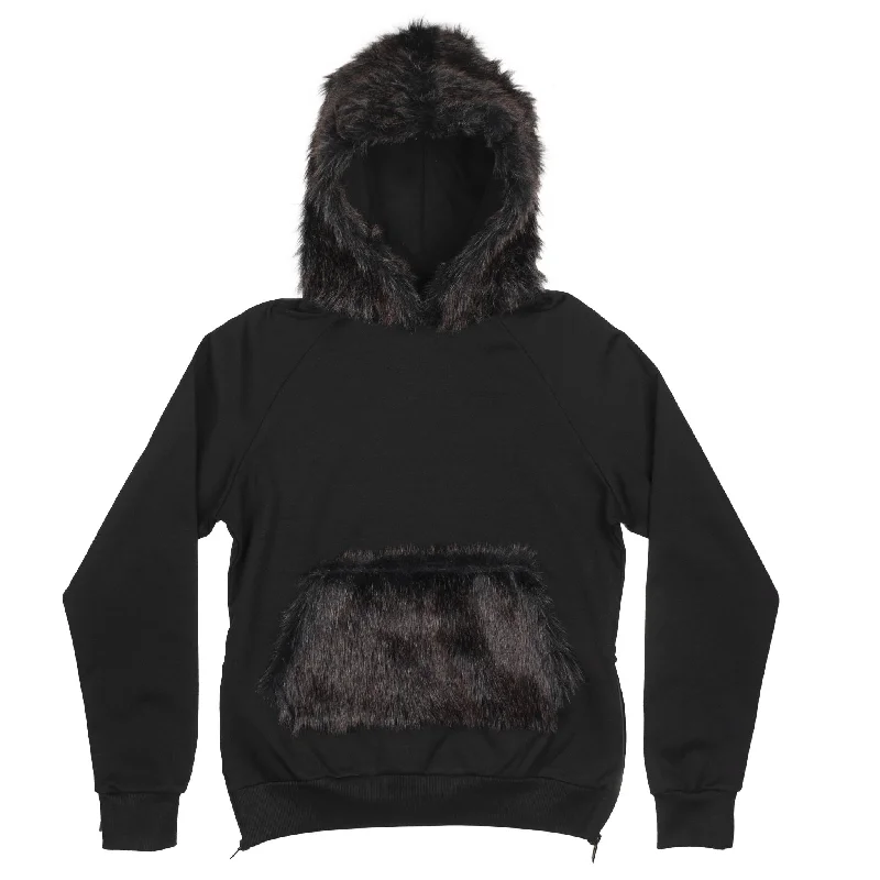 RIFLESSI WOMENS HOODIE BLACK - WJT-72 Hoodie with Puffed Sleeves Voluminous Trendy