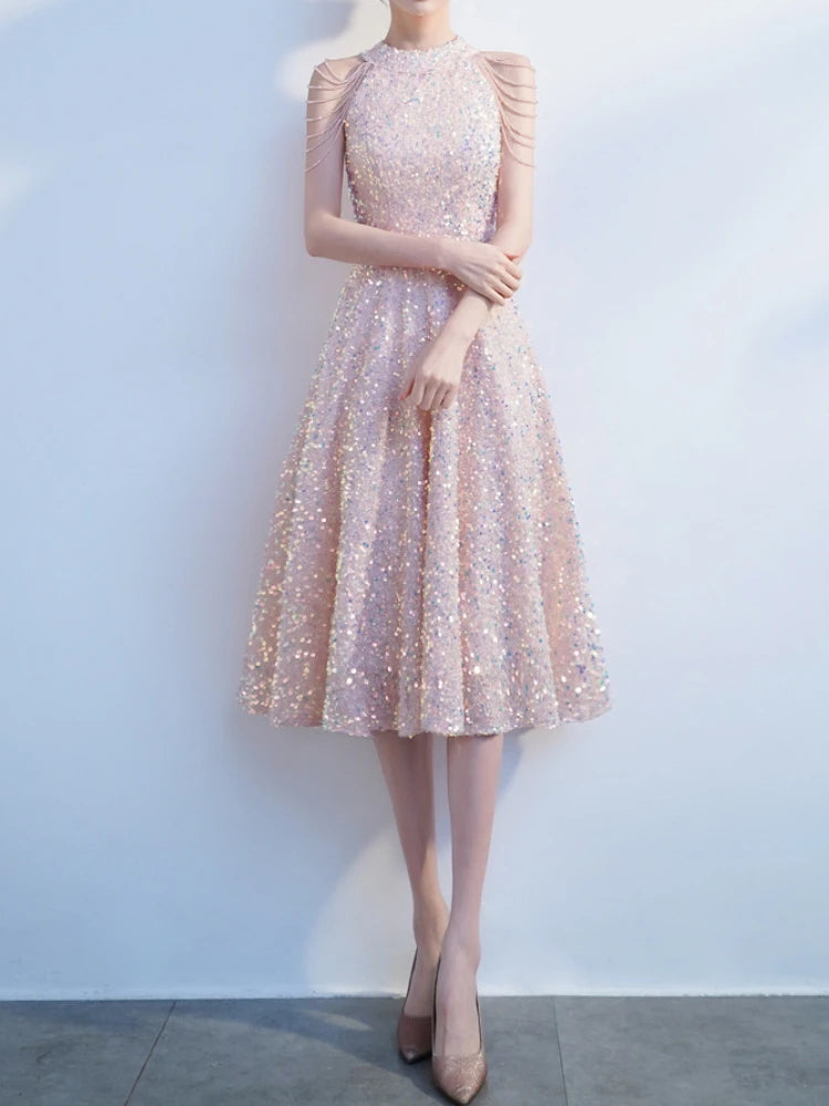 Exquisite Sequined Beading Tassel Wedding Party Dress Elegant Sleeveless Slim Waist Prom Vestidos Temperament Evening Dresses Pencil Length Work Exquisite Sequined Beading Tassel Wedding Party Dress Elegant Sleeveless Slim Waist Prom Vestidos Temperament Evening Dresses Pencil Length Work