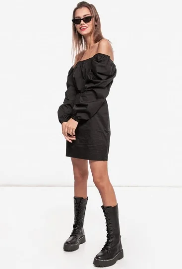 Puff Sleeve square neck dress Tunics Short Trendy